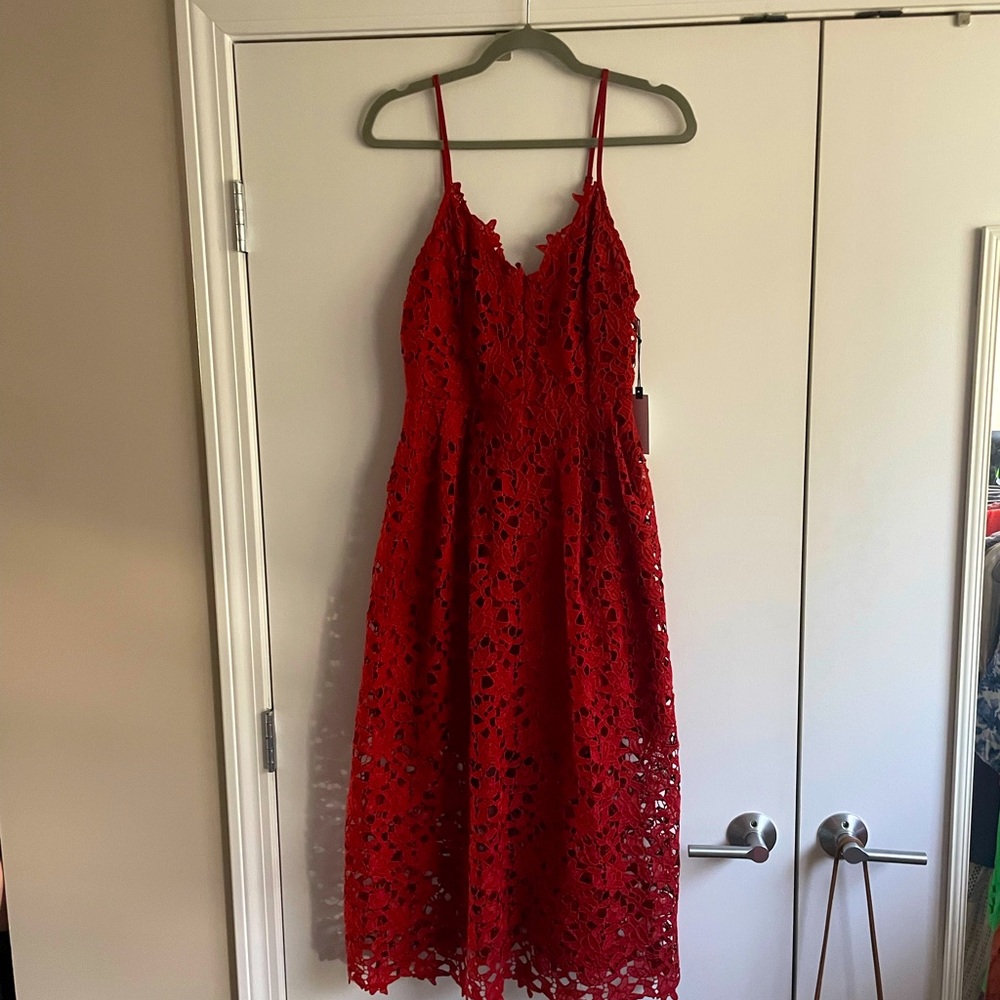 NWT ASTR The Label Lace A Line Midi Dress, size L